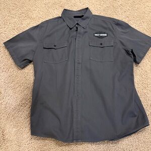 Harley-Davidson Men’s Dark Gray Short Sleeve Button-Down Work Shirt